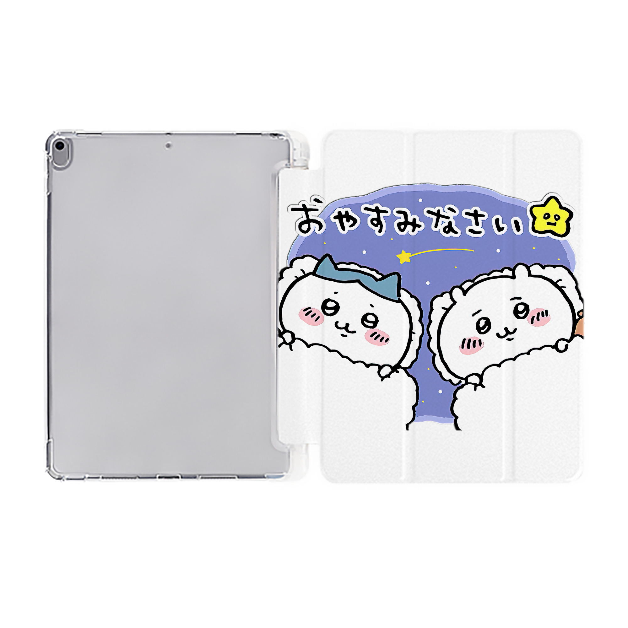 （画像用） ちいかわ ハチワレ Chii-kawa hachiware IPad ケース ペン収納付き 三つ折りスタンド PUレザー×シリコン 対応機種9.5/10.5/10.9インチ
